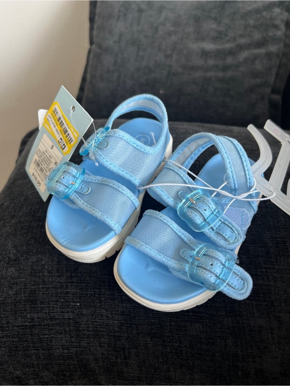 Cat & Jack Light Blue Glitter Strap Sandals
